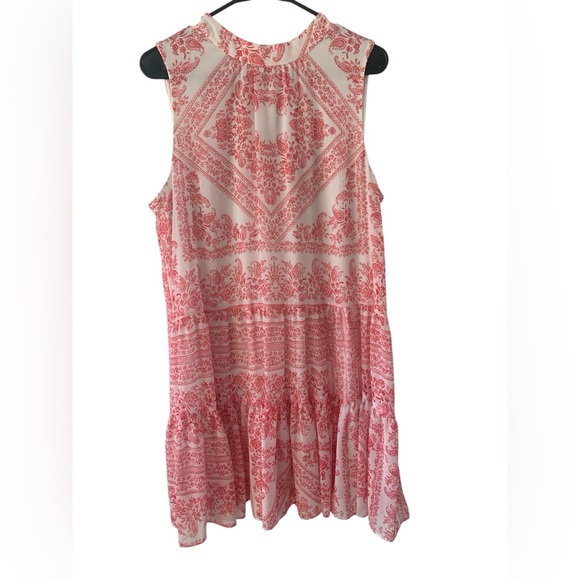 Calvin Klein Dresses & Skirts - Calvin‎ Klein Sleevless Ruffled Tiered Floral Paisley Dress 12 White/Pink NWT